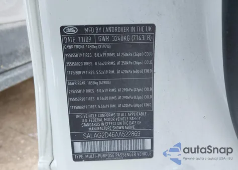 2010 Land Rover Lr4 from USA, damaged, VIN SALAG2D46AA522869